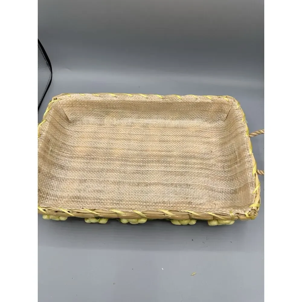 Set of 2 Vintage Wicker Casserole Carrier Trays Hot Dish Holders